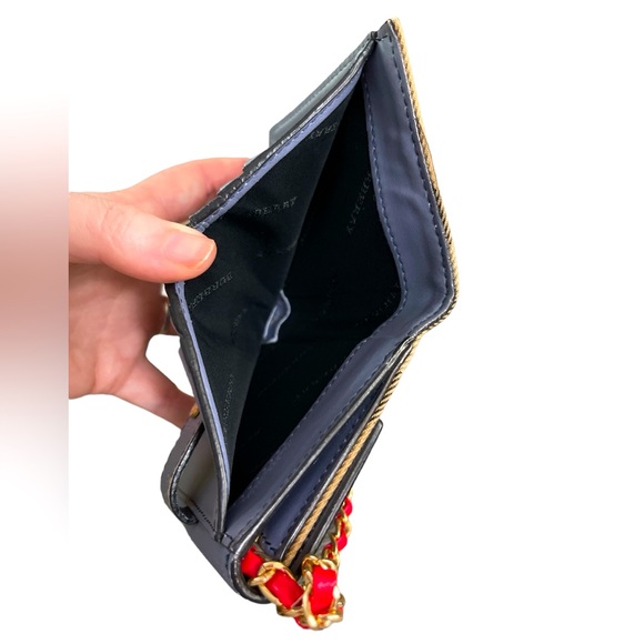 Burberry Small Snap Wallet With Red and Gold Crossbody Chain and Red Insert - Picture 7 of 16